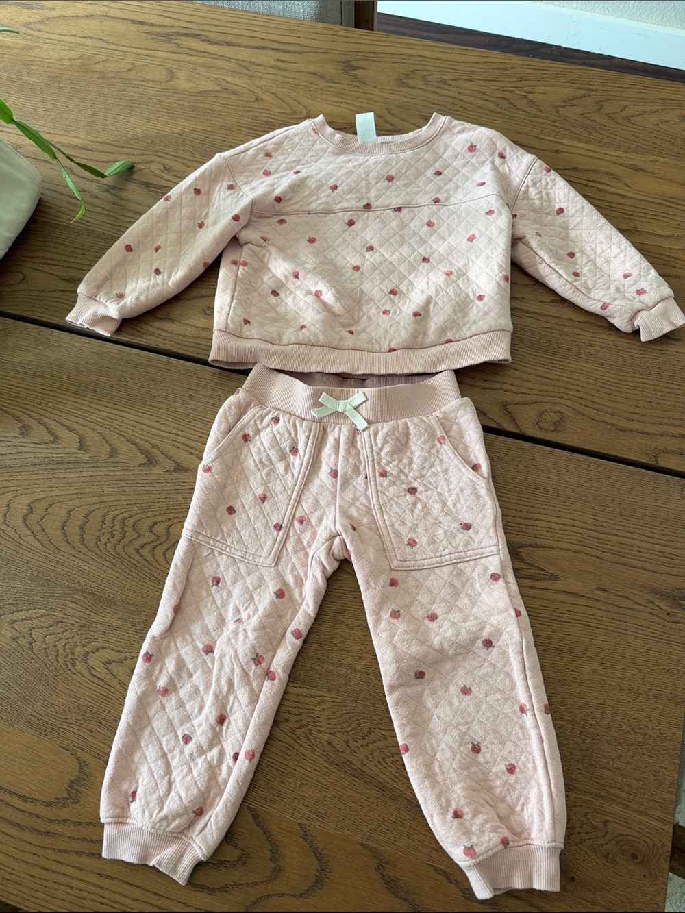 Carter's Light Pink Quilted Pajama Set with Tiny Heart Print